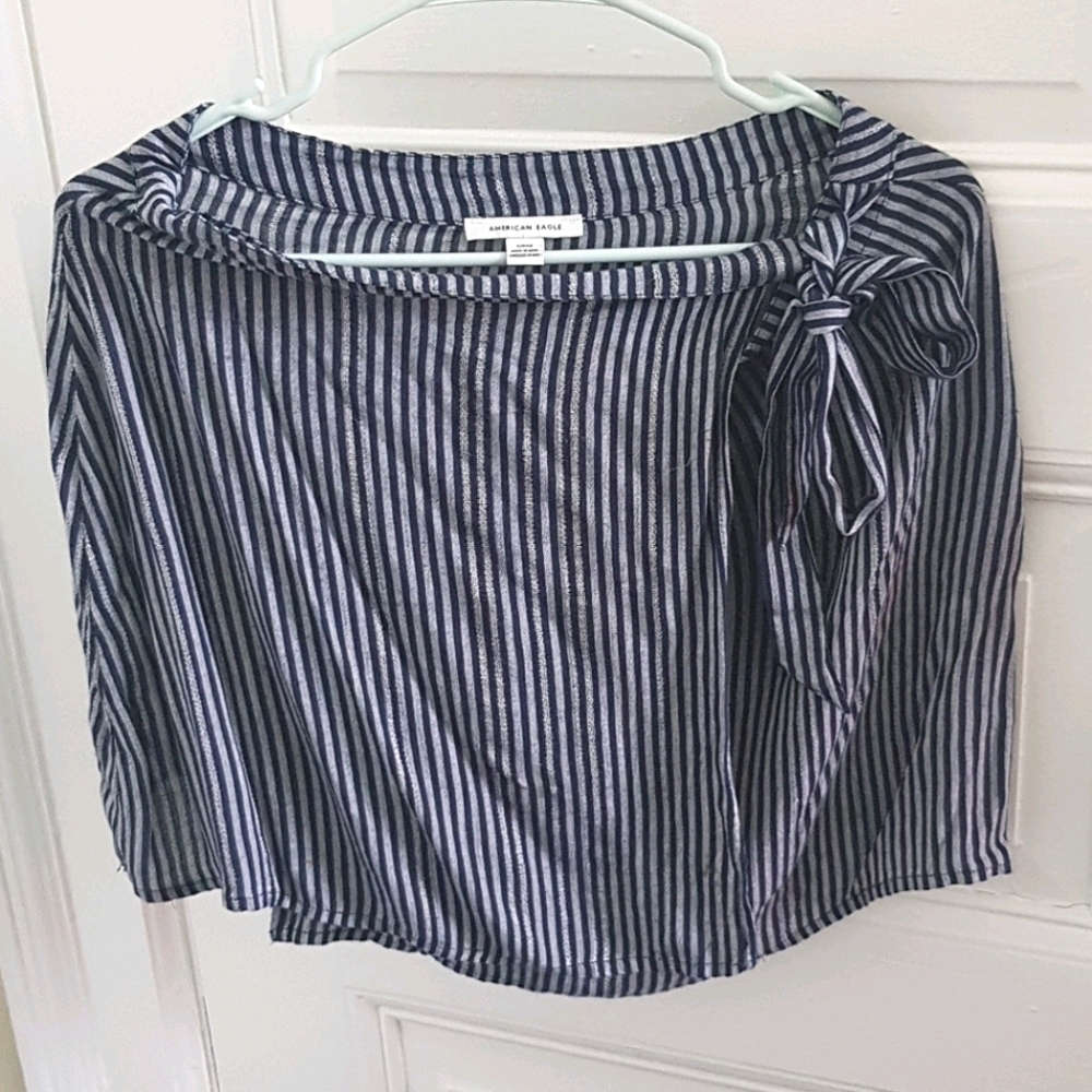 American Eagle Navy Wrap Mini Skirt